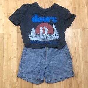 BANANA REPUBLIC Chambray Blue Cotton Cuffed Shorts EUC